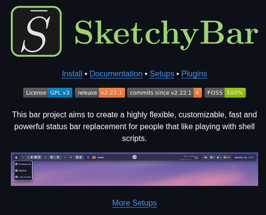Felixkratz Sketchybar screenshot