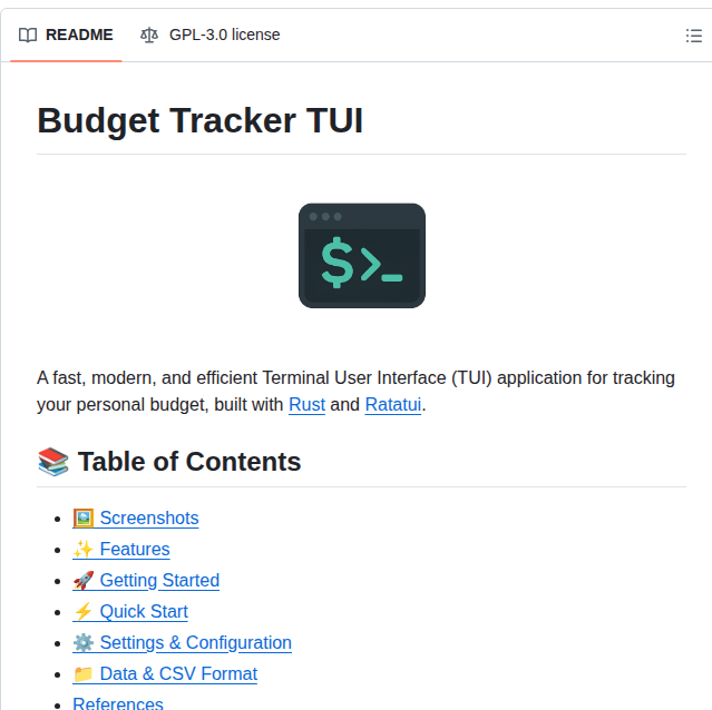 Feromond Budget_tracker_tui screenshot