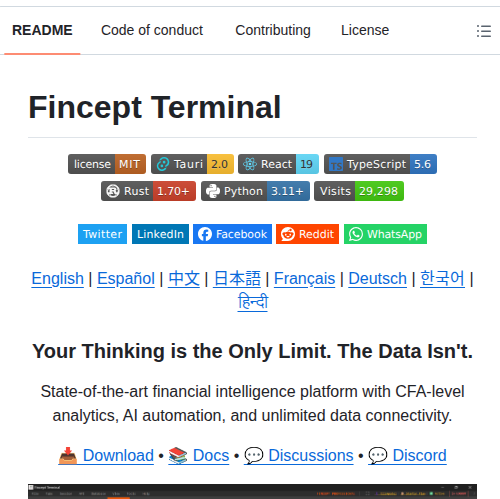 Fincept Corporation Finceptterminal screenshot