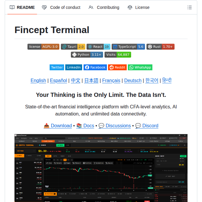 Fincept Corporation Finceptterminal screenshot