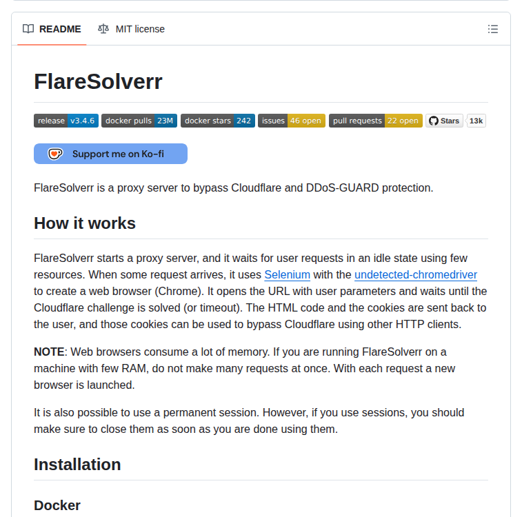 Flaresolverr Flaresolverr screenshot