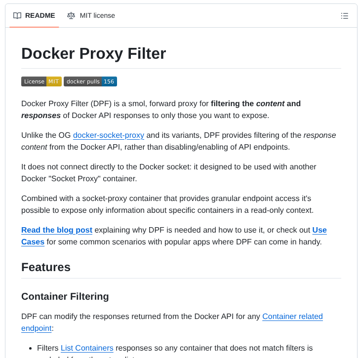 Foxxmd Docker Proxy Filter screenshot