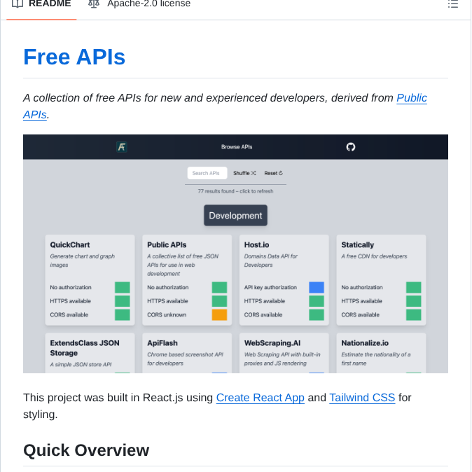 Free Apis Free Apis.github.io screenshot