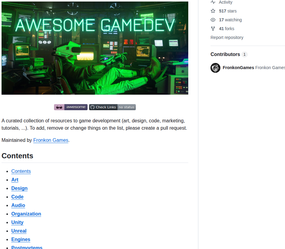 Fronkongames Awesome Gamedev screenshot