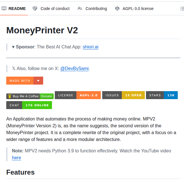 Fujiwarachoki Moneyprinterv2 screenshot
