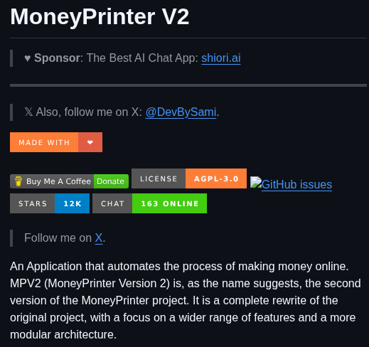 Fujiwarachoki Moneyprinterv2 screenshot
