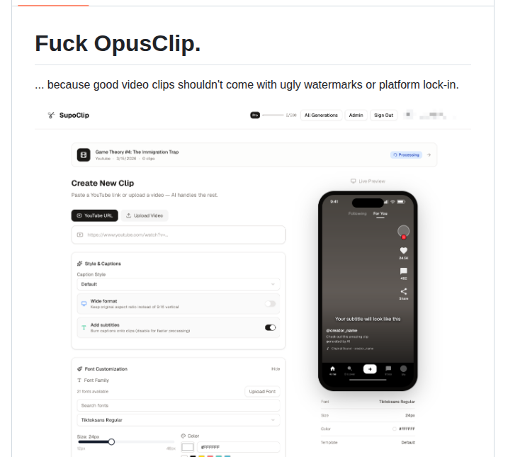 Fujiwarachoki Supoclip screenshot