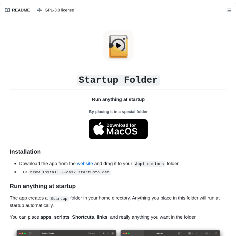 Fuzzyideas Startupfolder screenshot