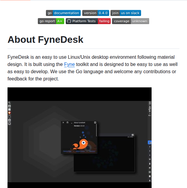Fyshos Fynedesk screenshot