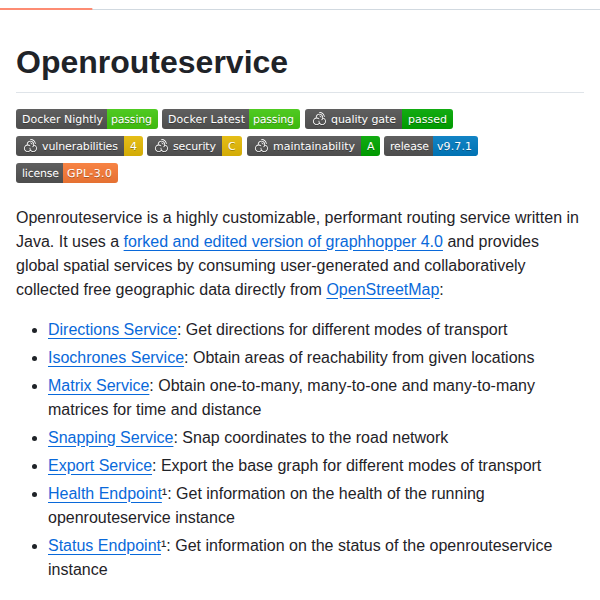 Giscience Openrouteservice screenshot