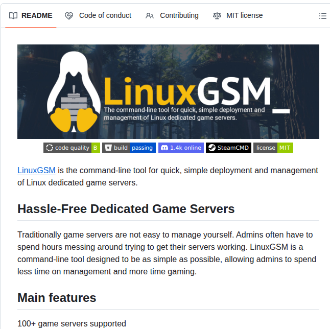 Gameservermanagers Linuxgsm screenshot