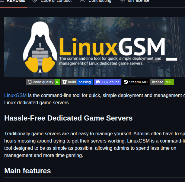 Gameservermanagers Linuxgsm screenshot