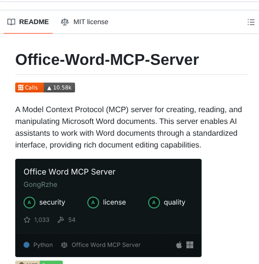 Gongrzhe Office Word Mcp Server screenshot