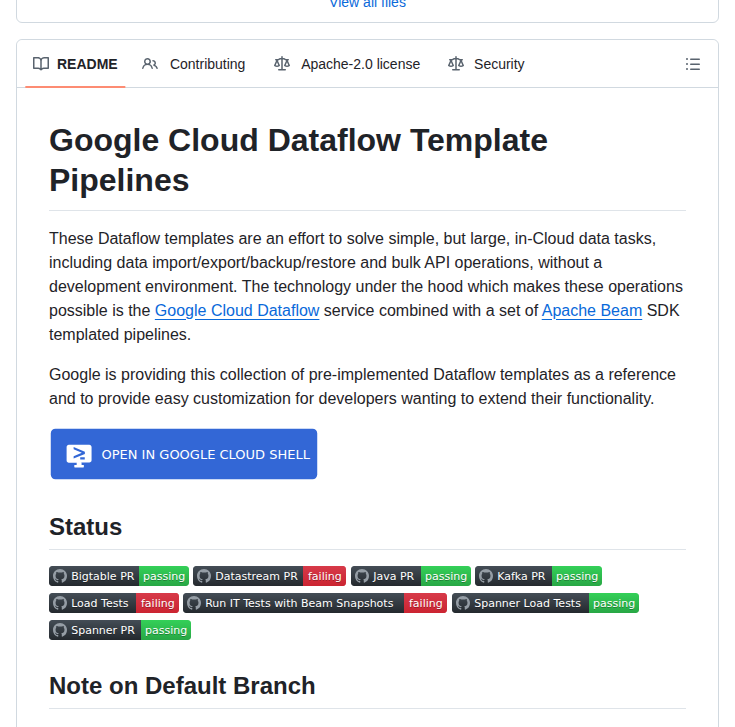 Googlecloudplatform Dataflowtemplates screenshot