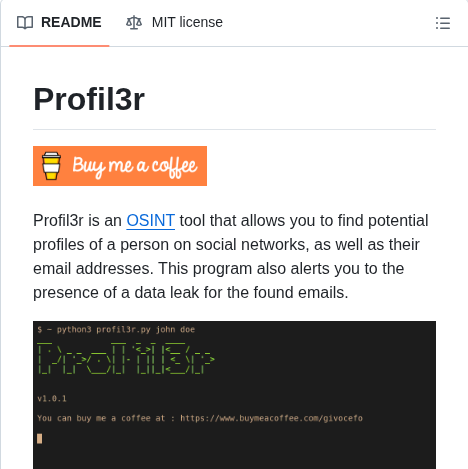 Greyjedix Profil3r screenshot