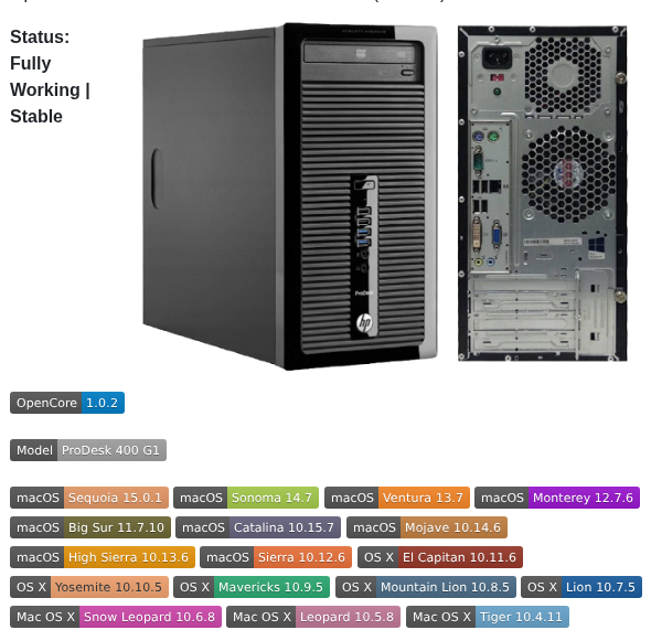 Hjebbour Hp Prodesk 400 G1 Hackintosh Every Macos screenshot