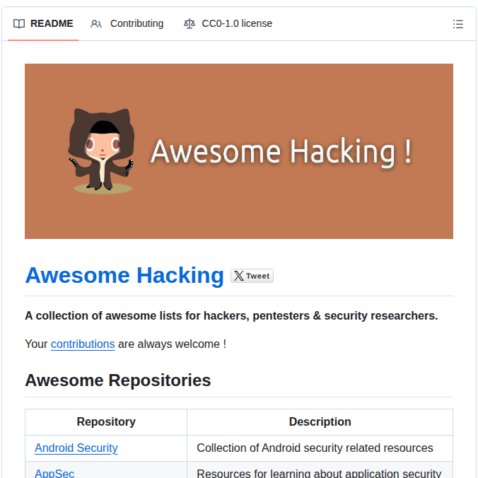 Hack With Github Awesome Hacking screenshot