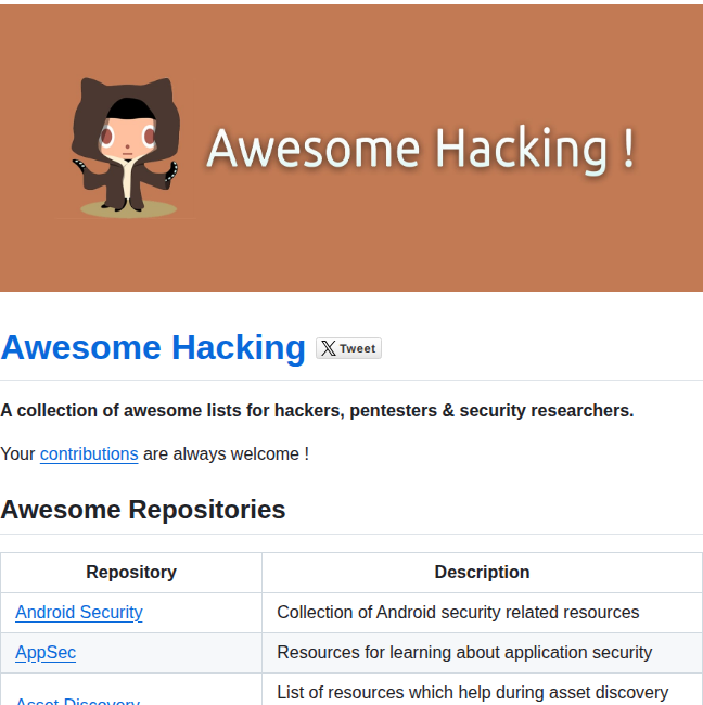 Hack With Github Awesome Hacking screenshot