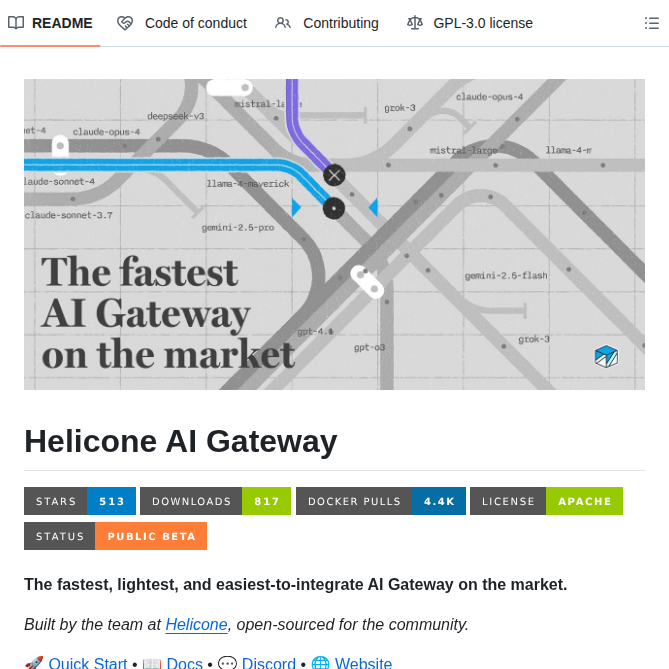 Helicone Ai Gateway screenshot