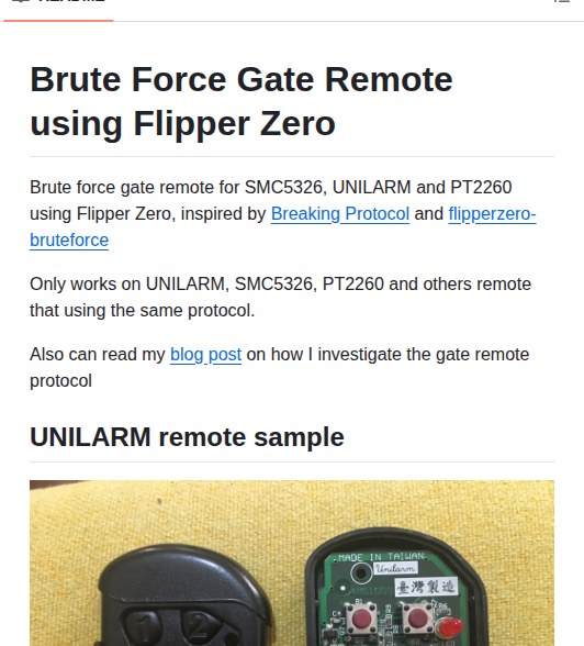Hong5489 Flipperzero Gate Bruteforce screenshot