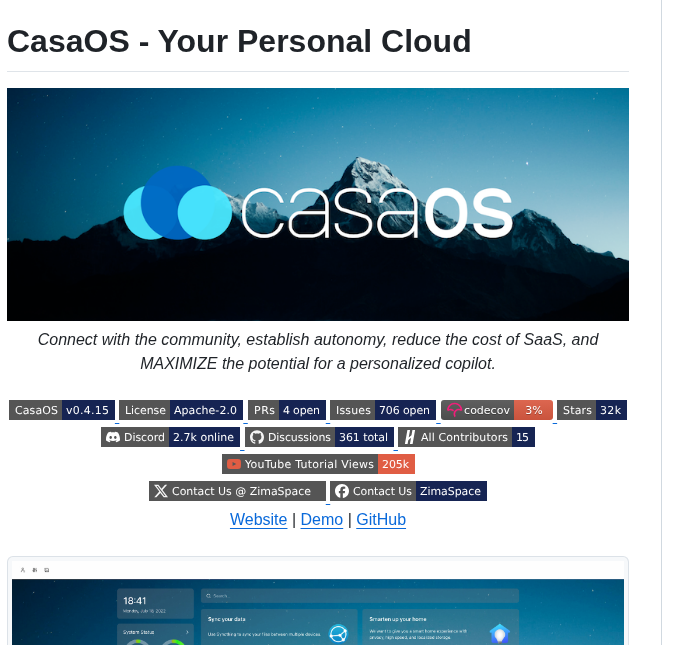 Icewhaletech Casaos screenshot