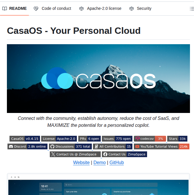Icewhaletech Casaos screenshot