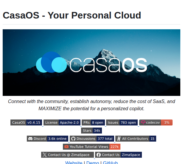 Icewhaletech Casaos screenshot