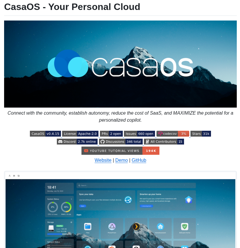 Icewhaletech Casaos screenshot