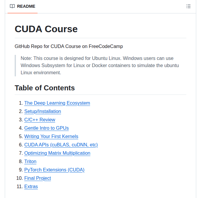 Infatoshi Cuda Course screenshot