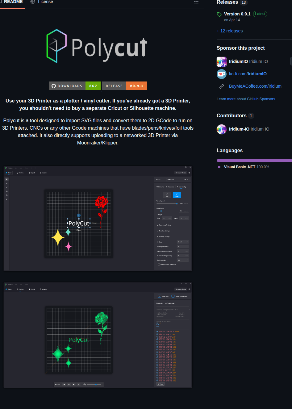 Iridiumio Polycut screenshot