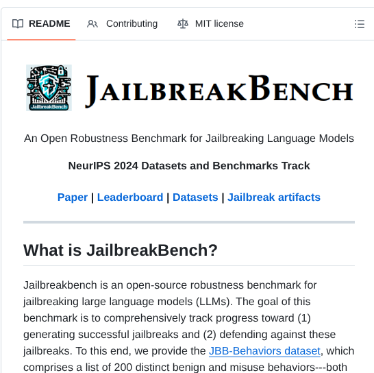 Jailbreakbench Jailbreakbench screenshot