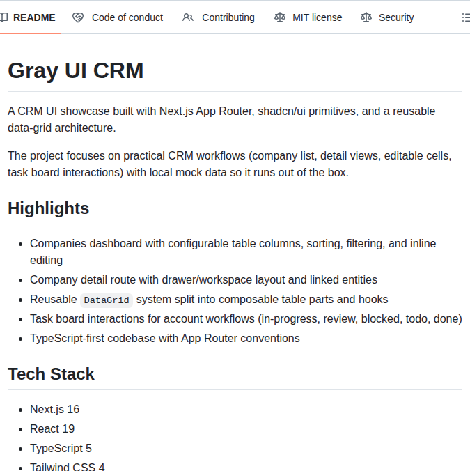 Jason Uxui Gray Ui Crm screenshot