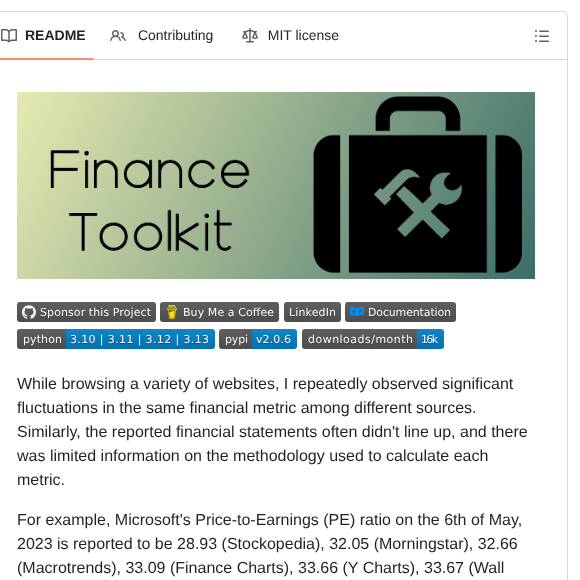 Jerbouma Financetoolkit screenshot