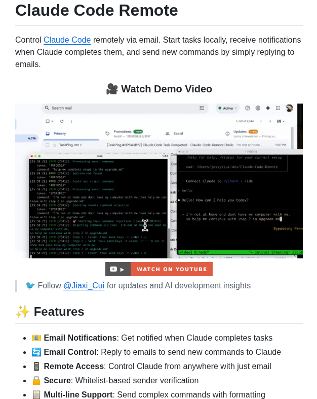 Jessytsui Claude Code Remote screenshot