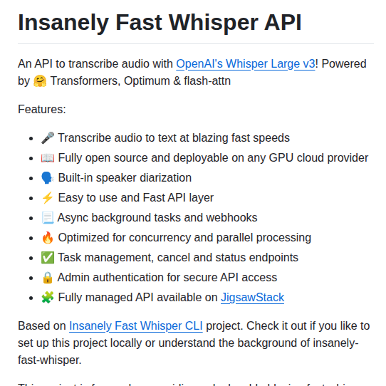 Jigsawstack Insanely Fast Whisper Api screenshot