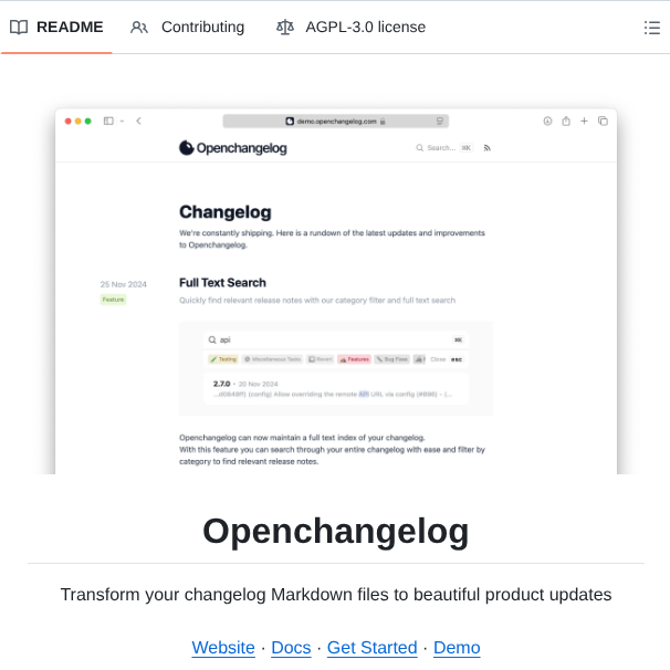 Jonashiltl Openchangelog screenshot