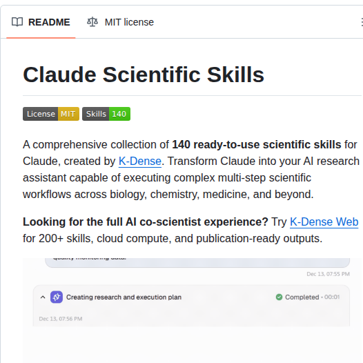 K Dense Ai Claude Scientific Skills screenshot