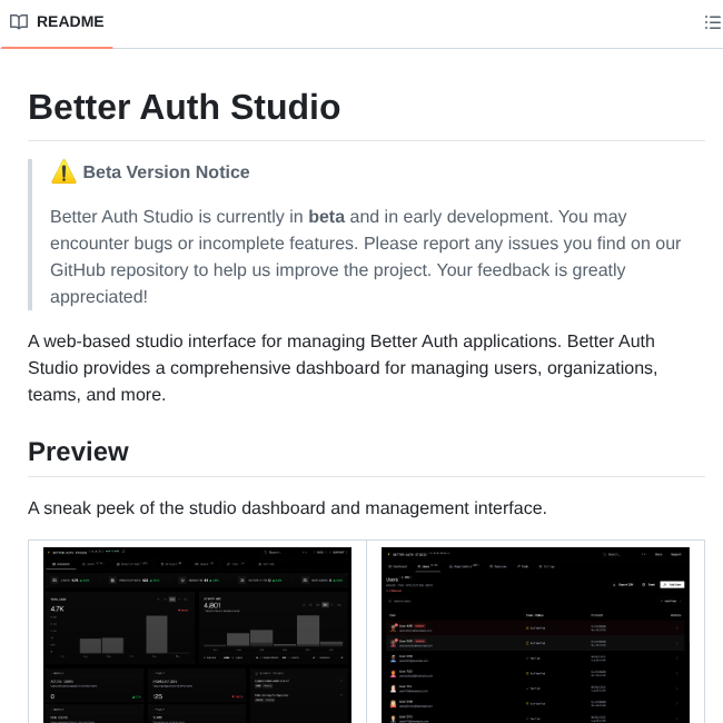 Kinfe123 Better Auth Studio screenshot