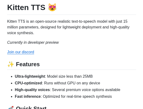 Kittenml Kittentts screenshot