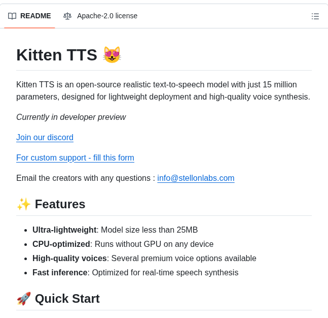 Kittenml Kittentts screenshot