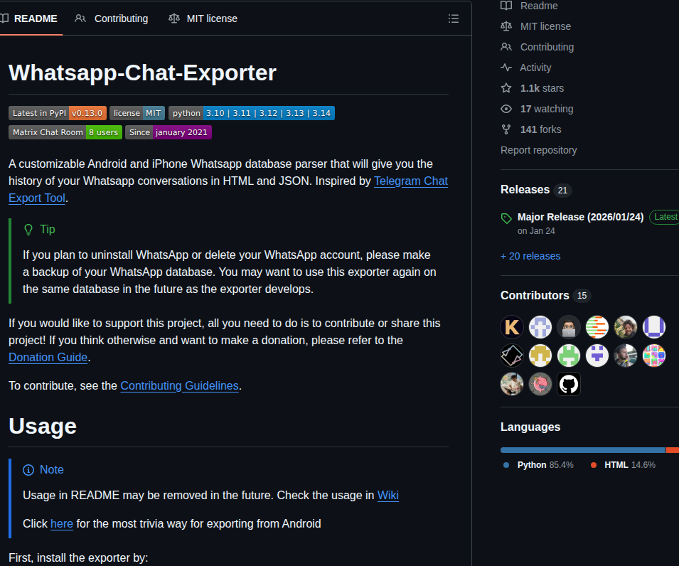 Knugihk Whatsapp Chat Exporter screenshot