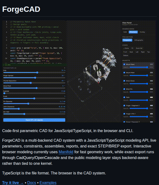 Kostard Forgecad screenshot