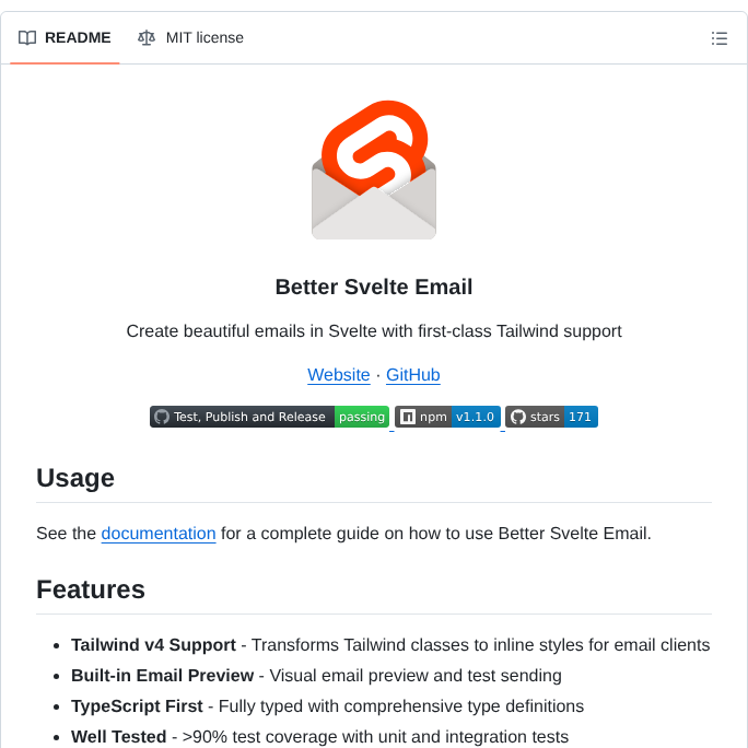 Konixy Better Svelte Email screenshot