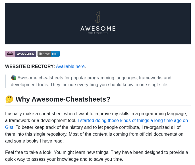 Lecoupa Awesome Cheatsheets screenshot