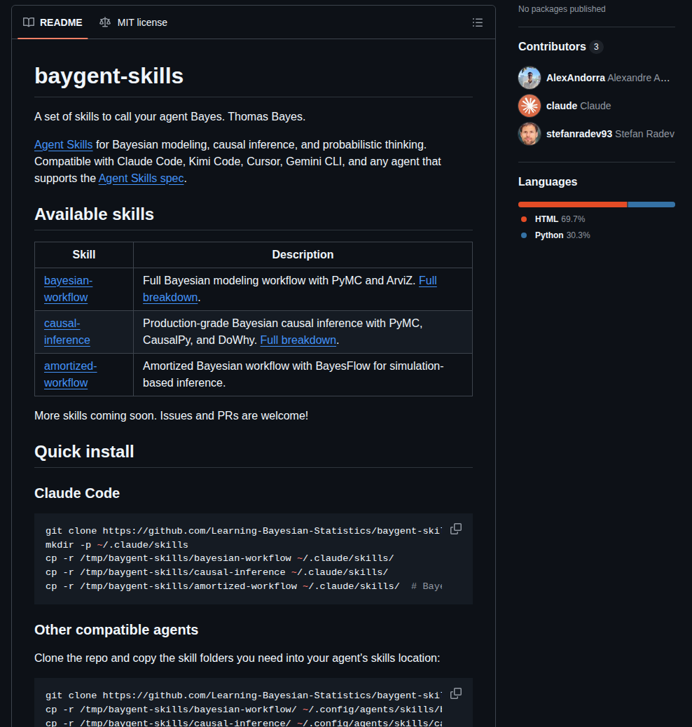 Learning Bayesian Statistics Baygent Skills screenshot