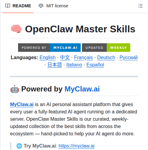 Leoyeai Openclaw Master Skills screenshot