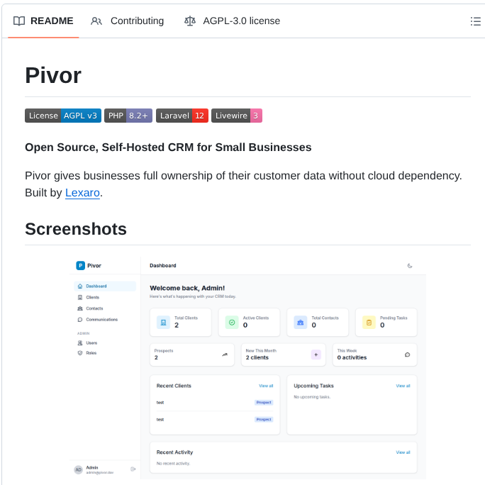 Lexaro Software Pivor screenshot