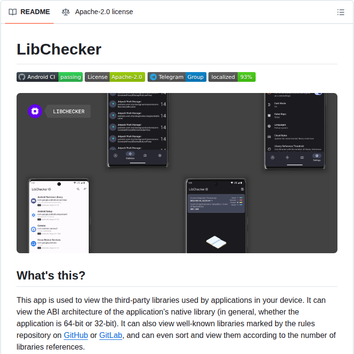 Libchecker Libchecker screenshot