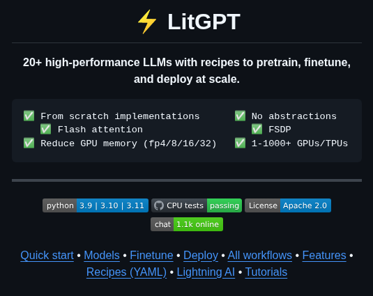 Lightning Ai Litgpt screenshot