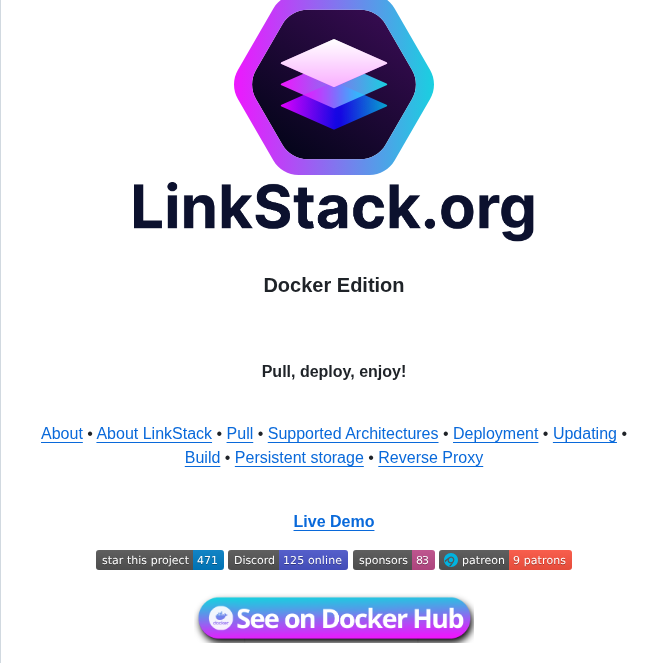 Linkstackorg Linkstack Docker screenshot